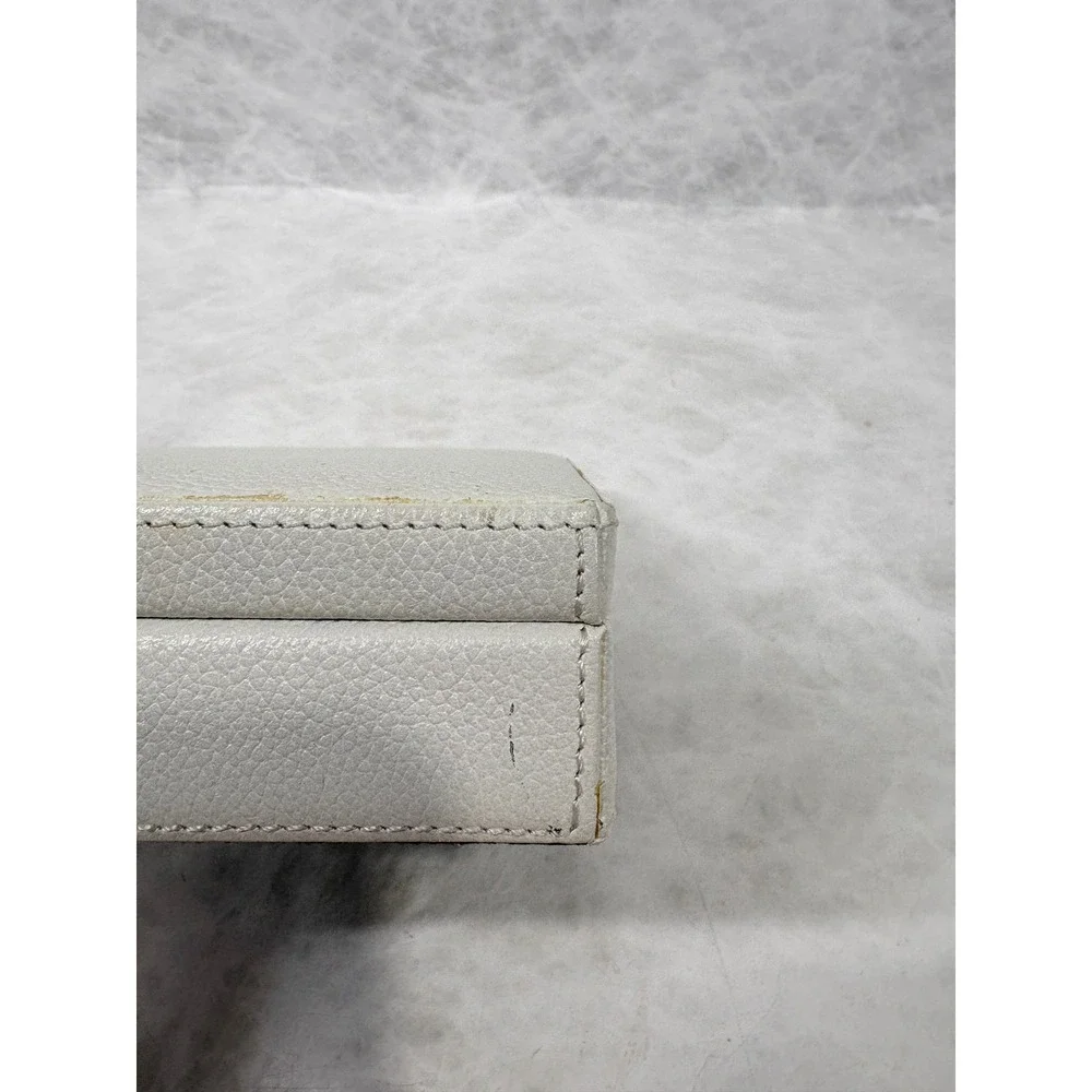 Nordstrom White Faux Leather Jewelry Box Rectangle Storage Case Valet Tray